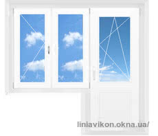 Балконный блок. Размер двери - 700x2100 mm. Размер окна - 1220х1350 mm. Профиль Salamander Desing 2D с фурнитурой МАСО